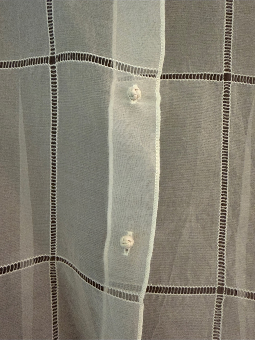 Pure Silk Sheer White Short-Sleeve Button-Up Blouse - Vintage - Picture 3 of 4
